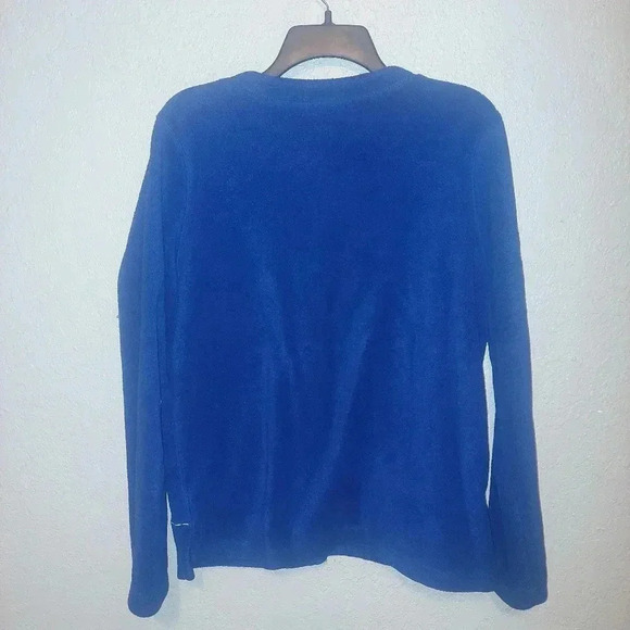 Premier Blue Snowman Stringing Lights Button Up Holiday Sweater Cardigan Small - Picture 2 of 4